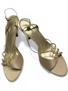 Statutes Champagne Rhinestone Heeled Sandals Size 8 Wedding Prom Formal